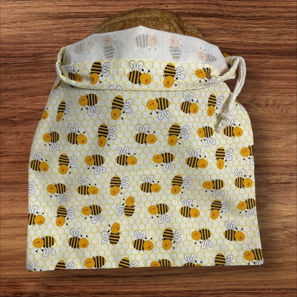 Bumblebee Cotton Linen Sourdough Bread Bag, Organic Linen Bread Keeper, Gift Bag - Picture 1 of 5